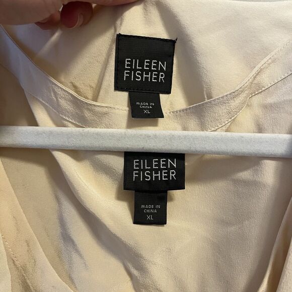 Eileen Fisher 2 Pc Woman 100% Silk Tank Top W Silk Ivory Scoop Neck & Duster XL - Picture 3 of 10